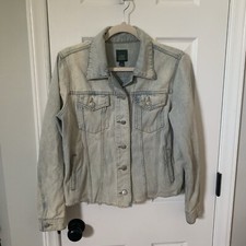 Women  s Wild Fable Button Up Jean Jacket Size Small Distressed Edges