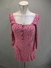 American Eagle Size S Womens Square Neck 1/2 Button Long Sleeve Belted Dress 184