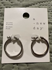 A new Day silver plated nickel free post hoop earrings new