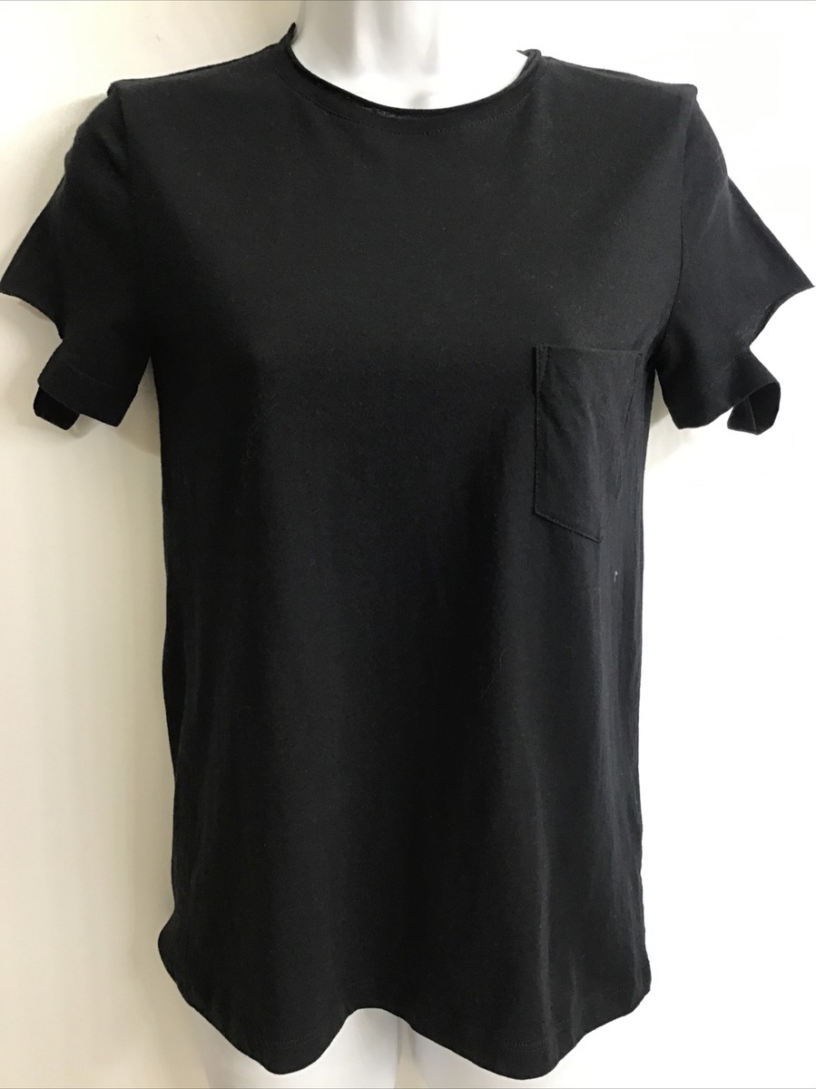 HELMUT LANG 2003 本人期 Cotton T-Shirt Helmut Lang The Pocket T-Shirt Black Cotton Short Cut Sleeve Nwt