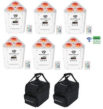  6 Rockville RockWedge LED White RGBWA UV Rechargeable Wireless DMX Lights Bag