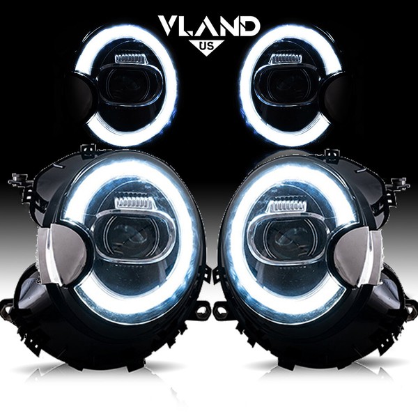 Vland Paar Led-Frontscheinwerfer FüR 2007–2013 Mini Cooper R56 R57 Mit Animation-image