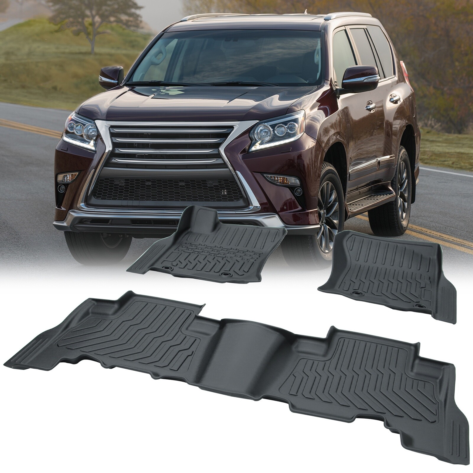 Car Floor Mats All-Weather Black For 14-22 Lexus GX460 & 14-23 Toyota 4Runner