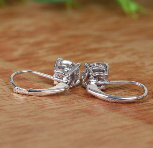 3 Ct Treated Certified Off White Diamond Solitaire Dangler Earrings, 925 Silver - Picture 5 of 8