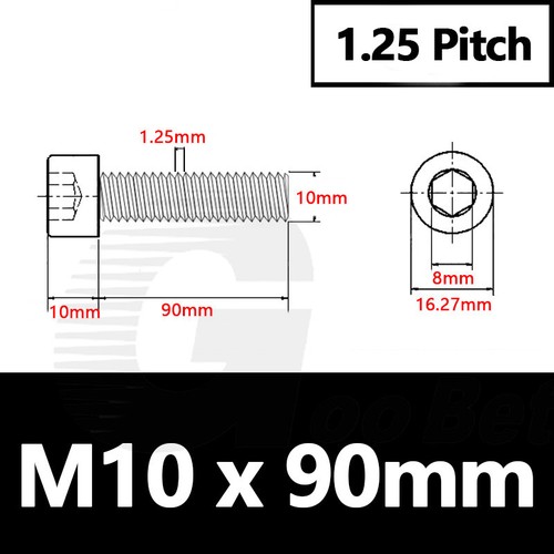M10x1 M10x1.25 Fine Thread Socket Cap Screws Bolts 304 Stainless Steel DIN 912 - Picture 36 of 37