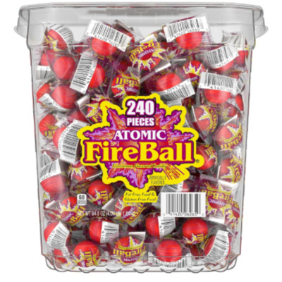 240 Ferrara Atomic FireBalls Candy 4.05 Pound Bulk Candy Tub, Wonka Fire Balls