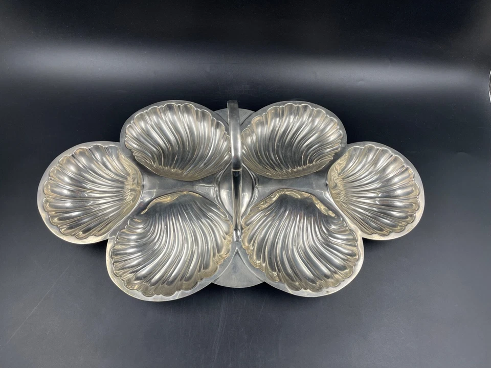 Antipastiera Salsiera aperitivo KRUPP BERNDORF 6 scomparti conchiglia argentato - Immagine 3 di 4