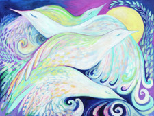 White doves birds love peace spiritual serene ceramic tile mural backsplash