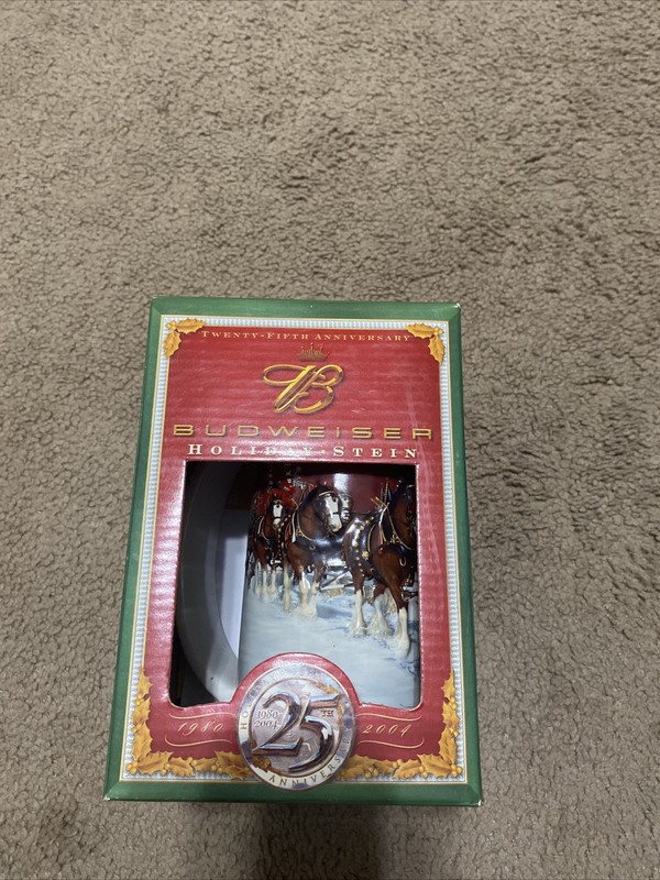 2004 BUDWEISER HOLIDAY STEIN 25TH ANNIVERSARY CLYDESDALE KING OF BEERS