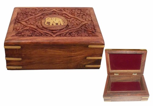 Madera Cofre Tesoro Caja Joyería Cajas Mujeres 17.8x12.7cm | eBay
