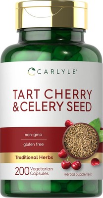 Carlyle Tart Cherry and Celery Seed Supplement | 200 Capsules | Vegetarian, and