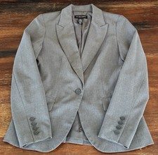 New York  Company Women  s Gray Stretch Long Sleeve 1 Button Closure Blazer 10