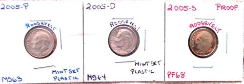 2005-P MINT STATE / 2005-D MINT STATE / 2005-S PROOF ROOSEVELT DIMES