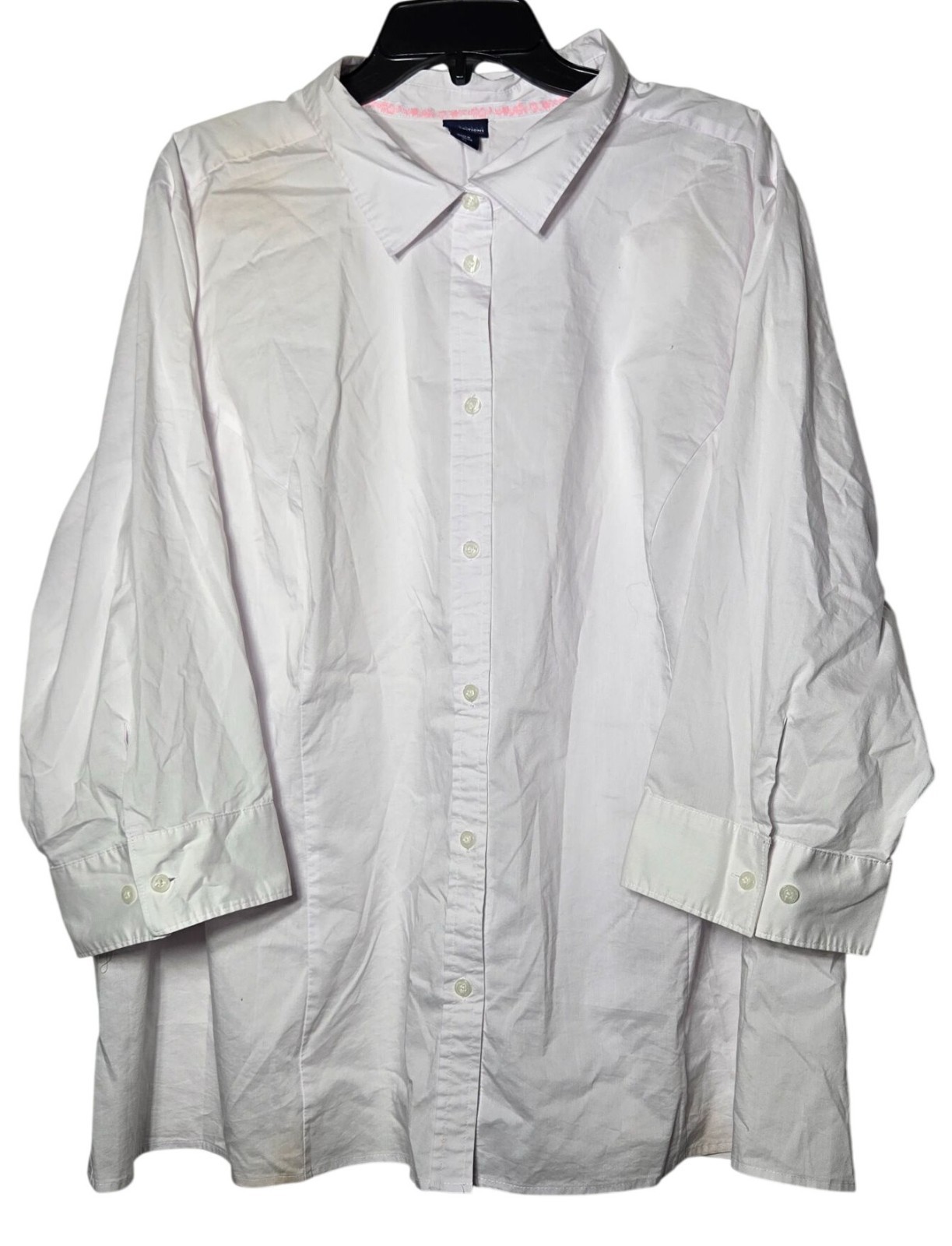 Basic Editions Womens White Button Front Long Sle… - image 1