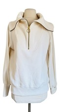 Varley Vine Half Zip Pullover Sz XS Oversized Fold Down Collar Golf Ring Ivory