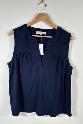 Loft Navy Sleeveless Blouse Size Large