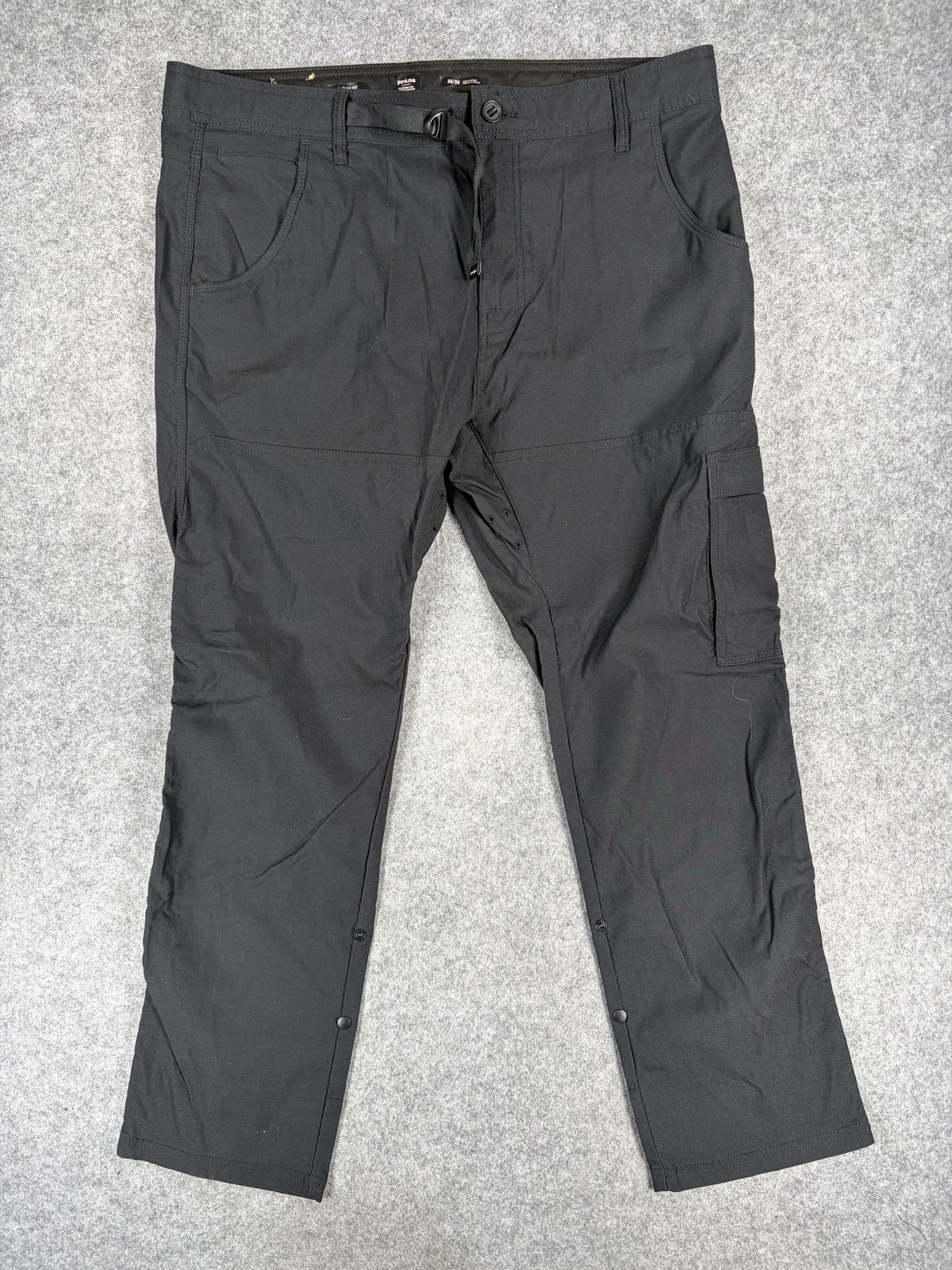Prana Hiking Pants Mens 38x30 Black Slim Fit Cargo Nylon Stretch Outdoor Travel