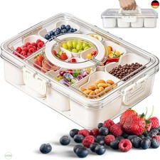 Snackbox mit 8 Fächern und Deckel ? Auslaufsicherer Snackteller Organizer für S