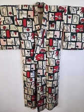 1930s Antique Japanese Silk KIMONO Robe ,Meisen,Gown, Dressing,Lingerie, 115
