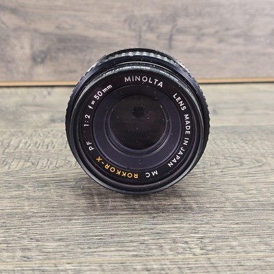 Minolta MC ROKKOR-X PF 1:2 50MM  Manual Focus Camera Lens - Japan - W/ Filter