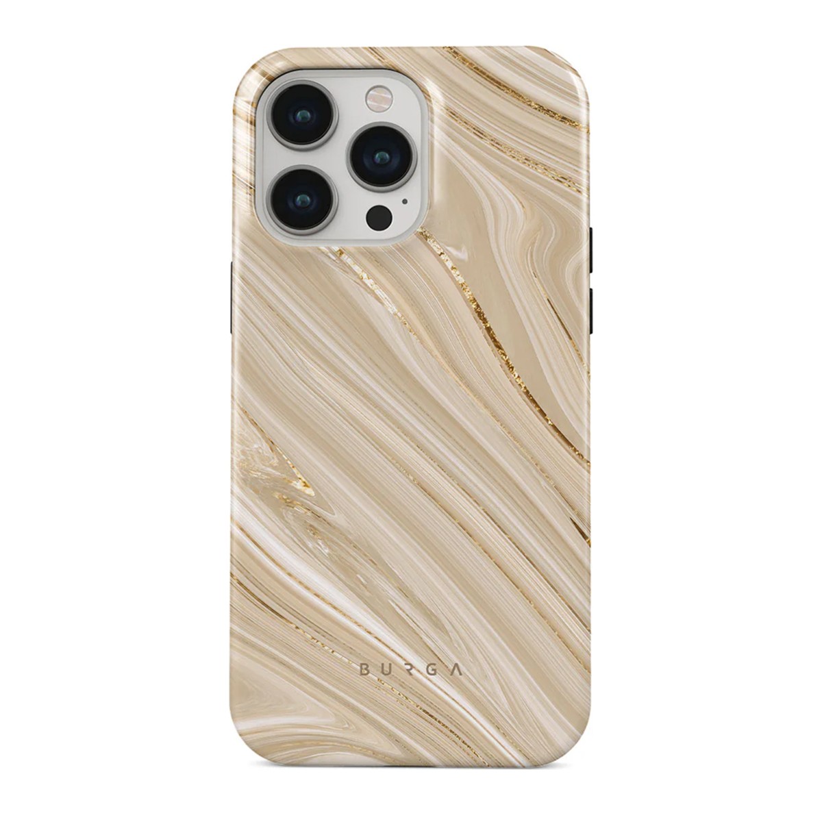Coque rigide iPhone 13 Pro antichocs Burga Full Glam motif beige
