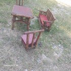 Antique Primitive Child's (Doll) Rustic Furniture Table And Chairs — photo 8