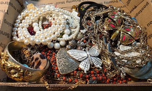 2 Lb Costume Jewelry VTG Modern Craft Junk Lot Wearable Untested Lot 21