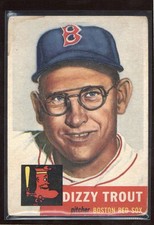 1953 Topps #169 Dizzy Trout Surface Damage Creased