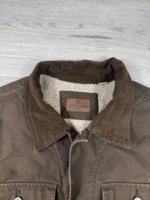 #ad Woolrich Jacket Mens XL Sherpa Lined Work Barn Coat Corduroy Collar Canvas Chore $59.99