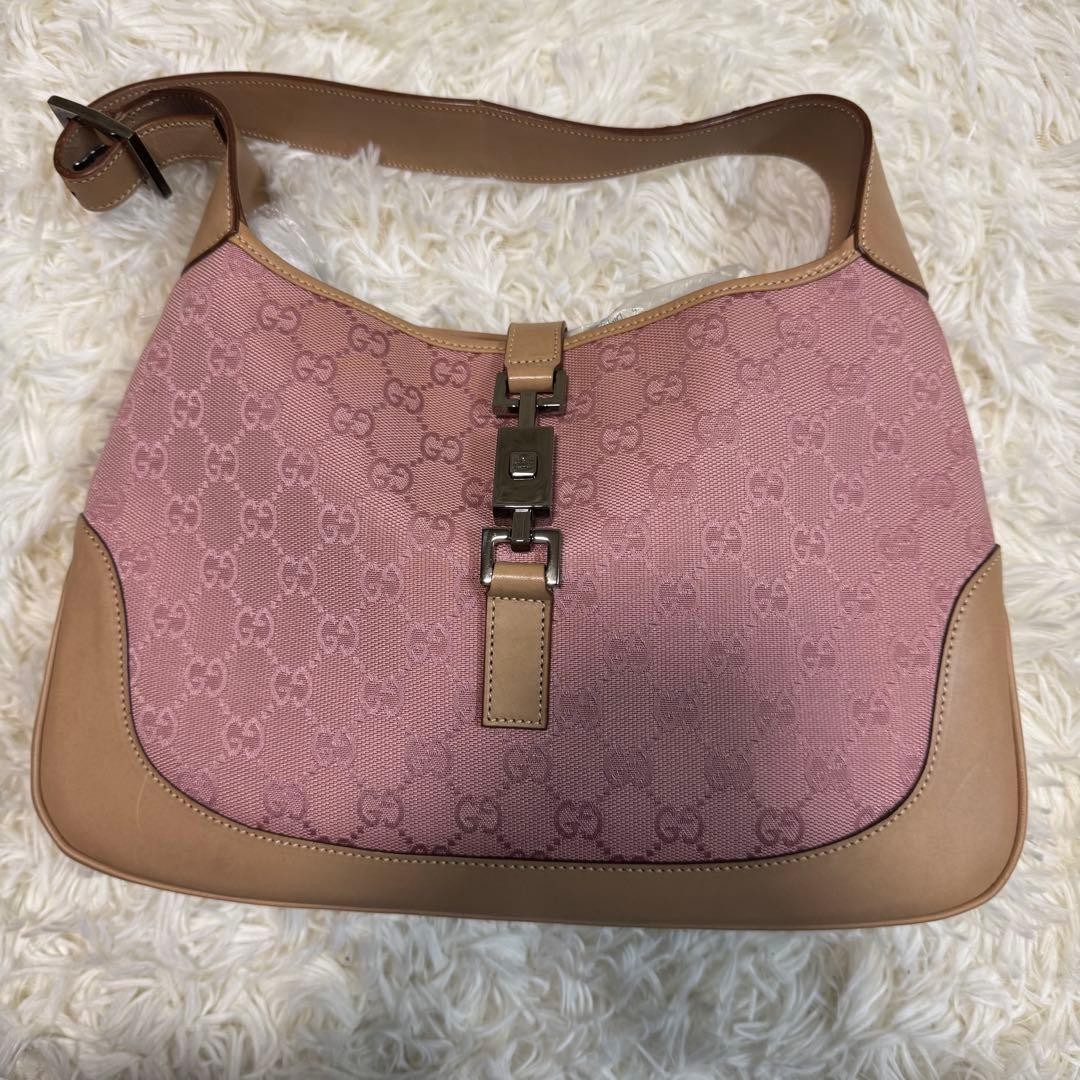 GUCCI Jackie GG Shoulder Bag Canvas Leather Trim Vintage Japan F/S USED thumbnail 11