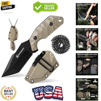 Neck Knife with Sheath and Necklace X-TAN-K, Horizontal Carry Knife with Full...