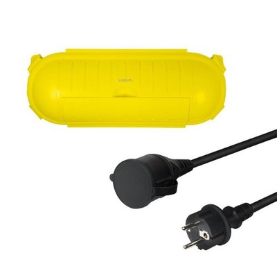 LogiLink LPS239 Outdoor-Set Netzkabelverlängerung 3m + Kabel-Schutzbox gelb IP44