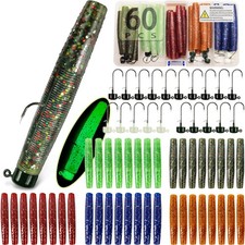 VMSIXVM Ned Rig Jig Heads TRD 60 Pcs Worms Kit, 60 Lures