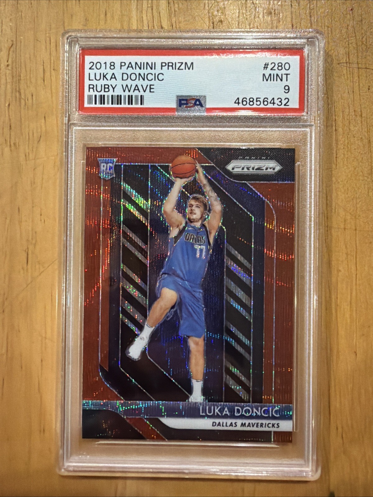 Luka Doncic 2018-19 Panini Prizm Ruby Wave Refractor Rookie Card #280 PSA 9 MINT