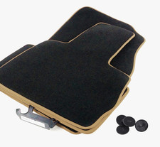 Fußmatten passend für BMW X5 E70 Premium Hochflorvelours schwarz Rand BEIGE