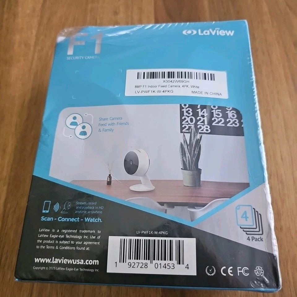 LaView Security Cameras 4pcs, Home Camera Indoor 4k 8MP 4 Pack, White - Image 3 of 4