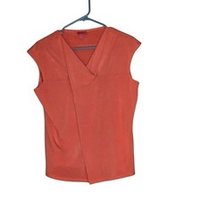 Sunny Leigh Coral Sleeveless V-Neck Blouse Made in USA Size L Business Casual
