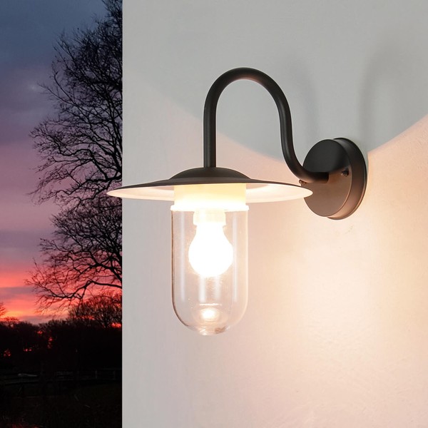 Wandlampe AußEn IP44 E27 Anthrazit Glas Metall Maritim AußEnleuchte Wand-image