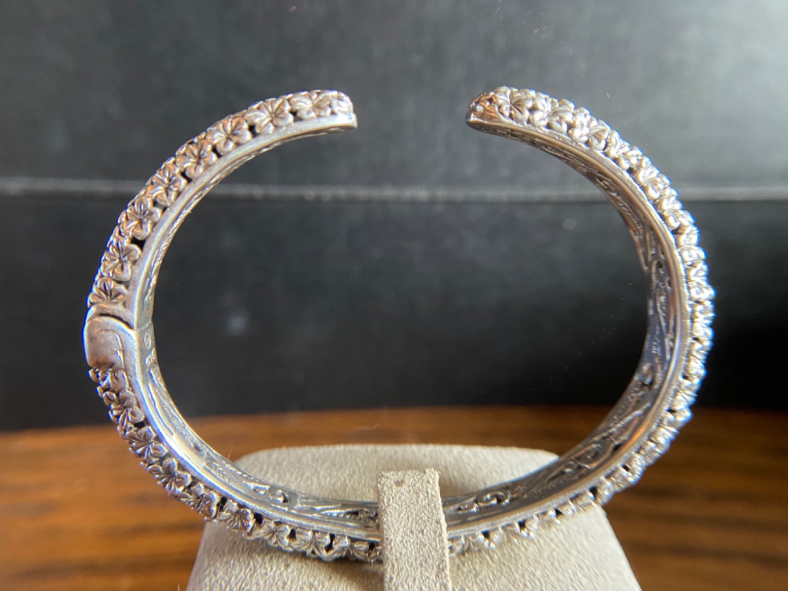 Sarda,Bali Handcrafted,Gorgeous,Sterling Cuff Bracelet in Frangipani Motif- 6.25