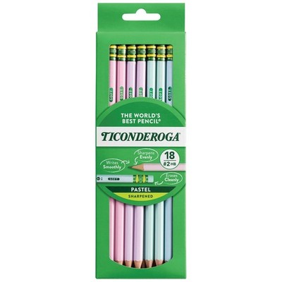 Ticonderoga Wooden Pencils, Pre-Sharpened, 2 HB 18 Count (Pack of 1), Pastel