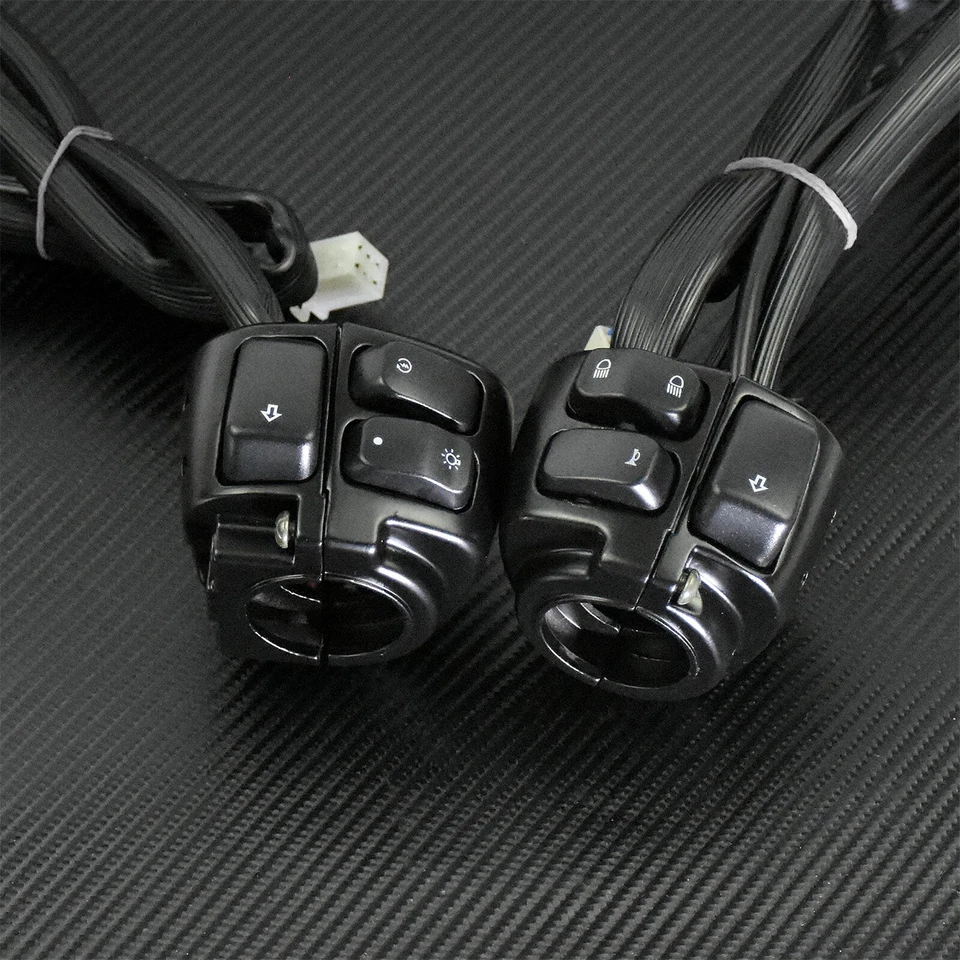 1" Handlebar Control Switches Wiring Harness + Hand Grips Fit For Sportster Dyna - Image 3 of 4