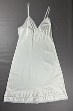 Vintage Lingerie Sears Nightgown White Satin Lace Trim Nightie Women  s M 36
