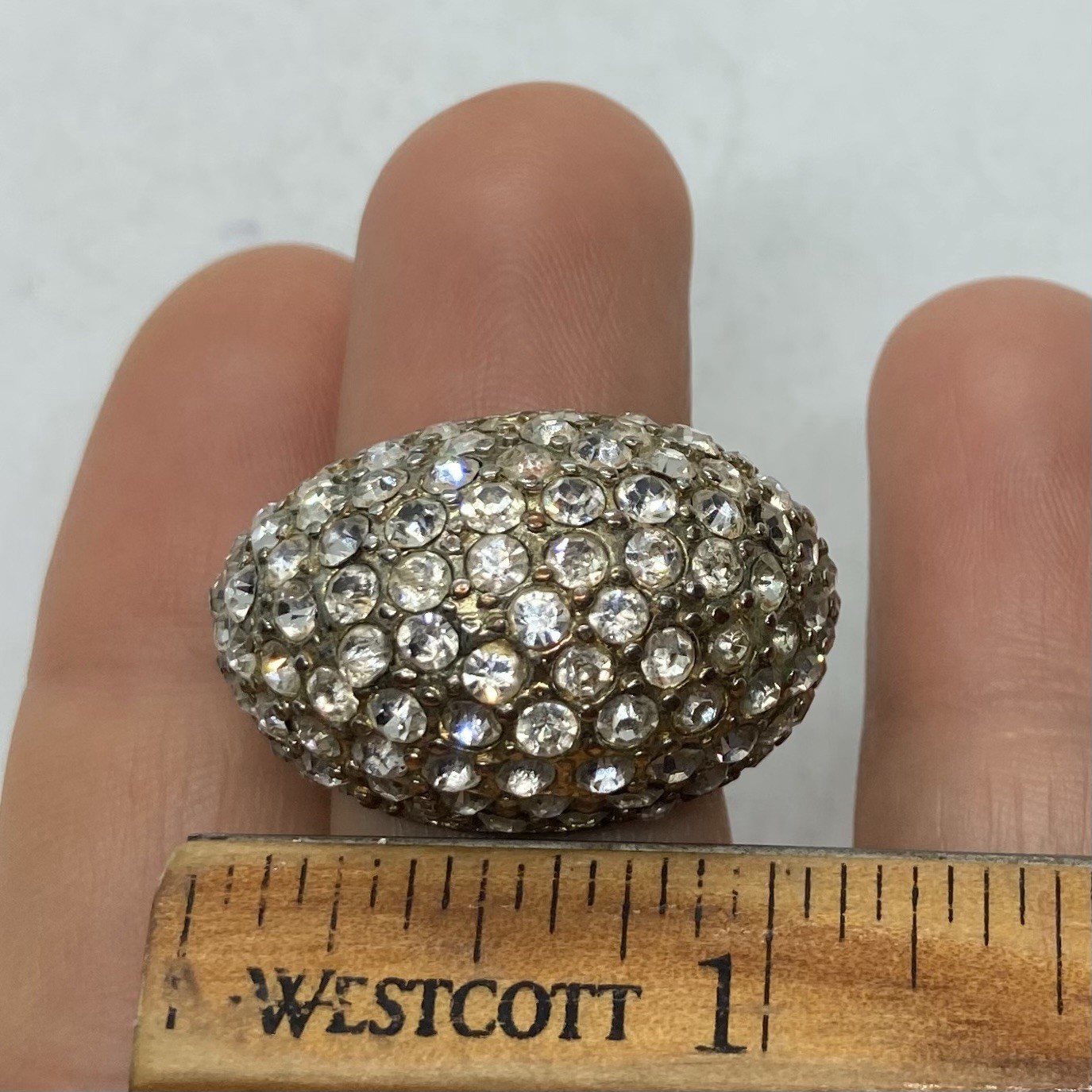 Vtg Large Dome Statement Ring Rhinestone Runway C… - image 11