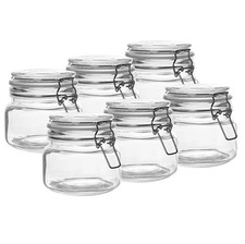 Glass Storage Jars Clip Top 500ml Airtight Containers Mason Jar - Set of 6