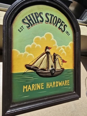 Estate Sale Find Vintage Ships Stopes Marine Hardware Sign