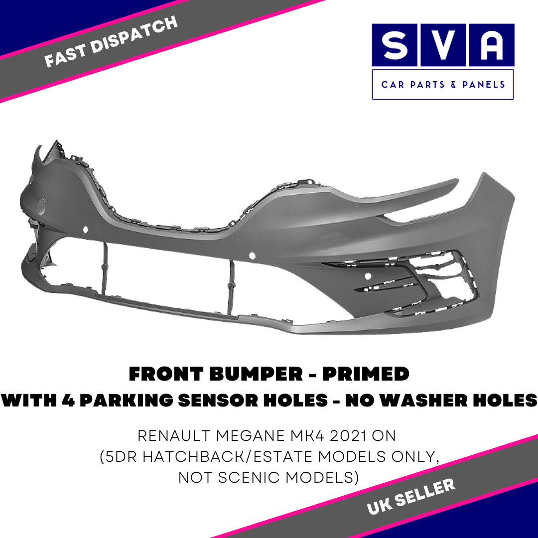 For Renault Megane Mk4 2021> Front Bumper Primed With 4 Pdc Insurance Approved