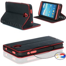 ETUI FOLIO HOUSSE POUR LG G3 NOIR ET CONTOUR ROUGE