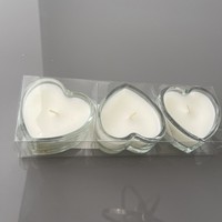 Set If 3 Heart Votives Candles Habitat 3 X 55g Clear Heart Glass