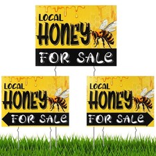 3 Pcs Local Honey Yard Sign 12 x 16 Inch Plastic Horizontal Sold Sign with St...