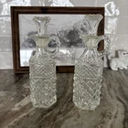 VTG Anchor Hocking Wexford Pressed Glass Oil & Vinegar Cruets w/Stoppers